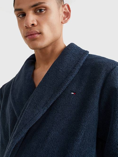 Tommy Hilfiger Katoenen Towelling Bathrobe Pyjamas Heren Blauw | TH031TNE