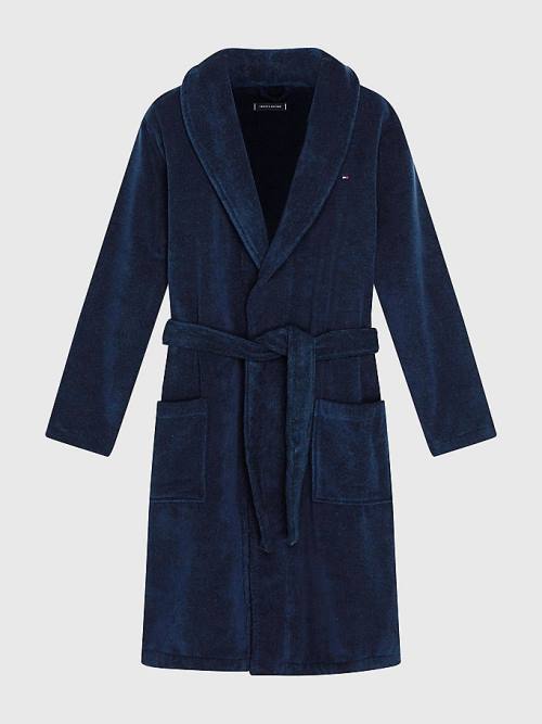 Tommy Hilfiger Katoenen Towelling Bathrobe Pyjamas Heren Blauw | TH031TNE