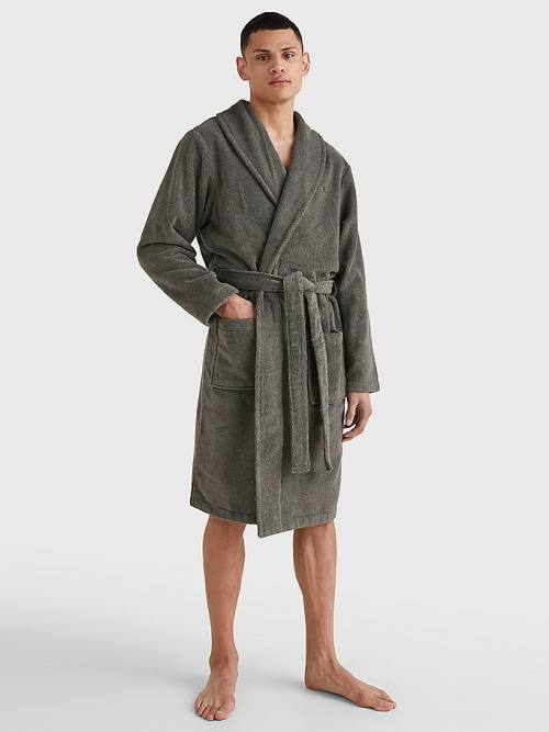 Tommy Hilfiger Katoenen Towelling Bathrobe Pyjamas Heren Grijs | TH254RTF