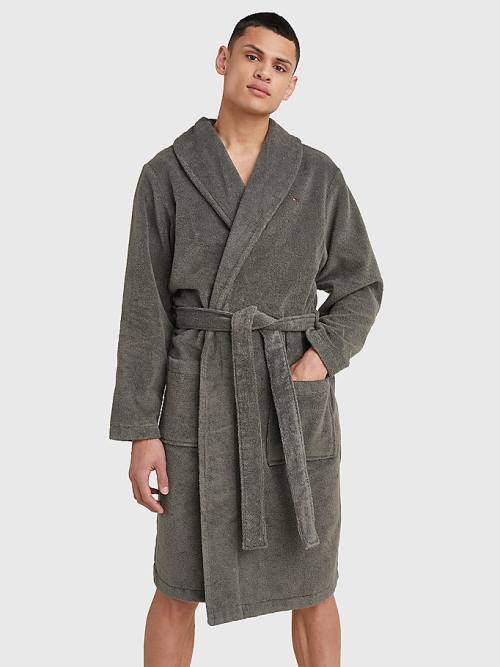 Tommy Hilfiger Katoenen Towelling Bathrobe Pyjamas Heren Grijs | TH254RTF