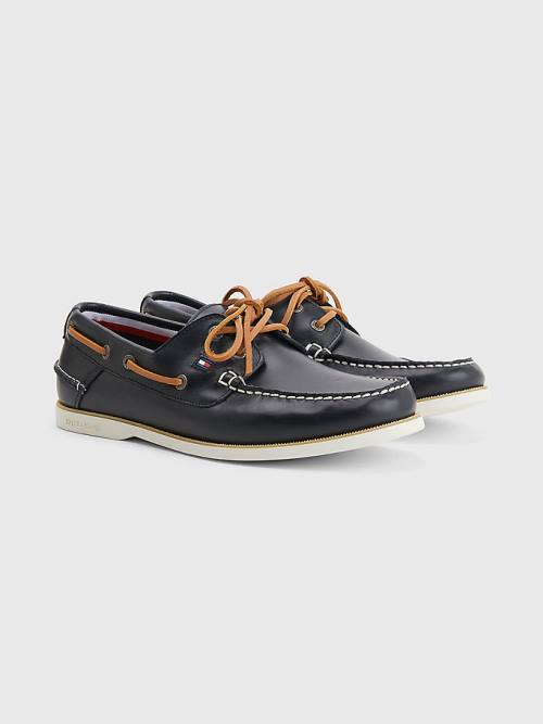 Tommy Hilfiger Klassieke Leren Boot Vrijetijdsschoenen Heren Blauw | TH781OEA