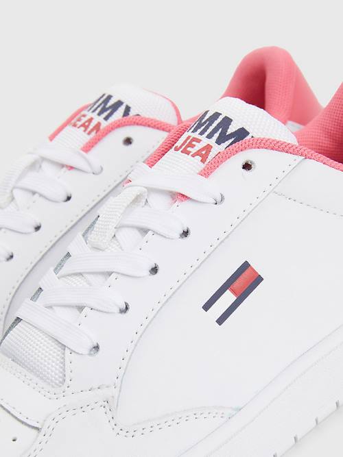 Tommy Hilfiger Klassieke Leren Cupsole Sneakers Dames Wit | TH689ISA