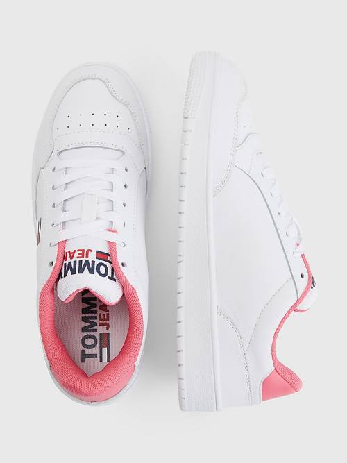 Tommy Hilfiger Klassieke Leren Cupsole Sneakers Dames Wit | TH689ISA