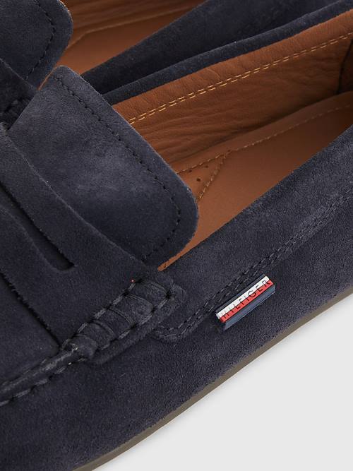 Tommy Hilfiger Klassieke Suede Driving Vrijetijdsschoenen Heren Blauw | TH586BPC