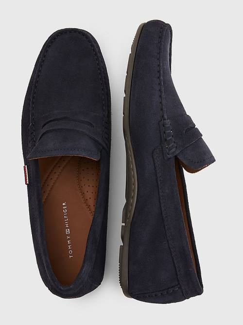 Tommy Hilfiger Klassieke Suede Driving Vrijetijdsschoenen Heren Blauw | TH586BPC