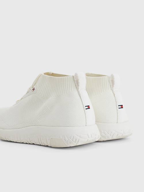 Tommy Hilfiger Knitted Runner High-Top Sneakers Heren Wit | TH214VTP