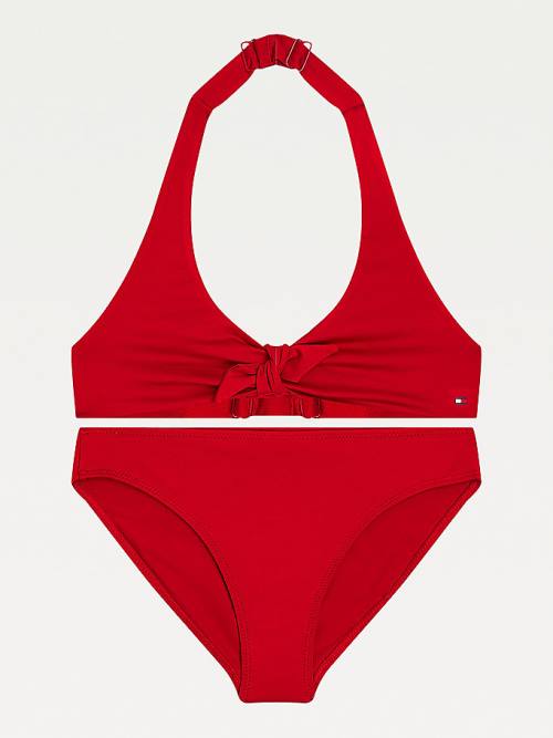 Tommy Hilfiger Knot Front Triangle Bikini Set Zwemkleding Meisjes Rood | TH092XYR