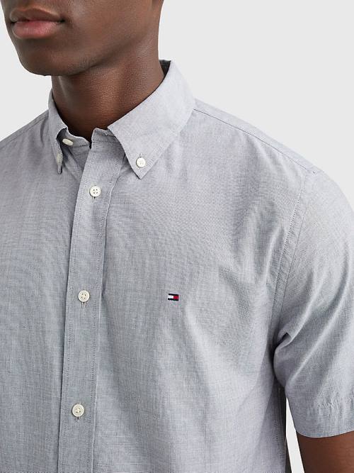 Tommy Hilfiger Kort Sleeve Regular Fit Poplin Overhemd Heren Blauw | TH379IOM