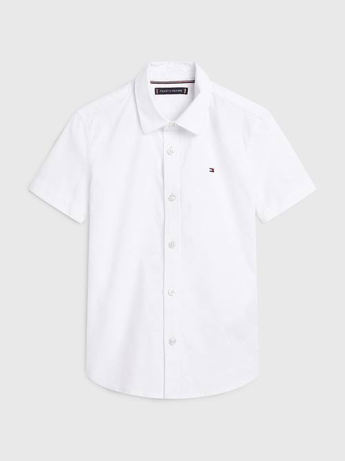 Tommy Hilfiger Kort Sleeve Stretch Oxford Overhemd Jongens Wit | TH148URO