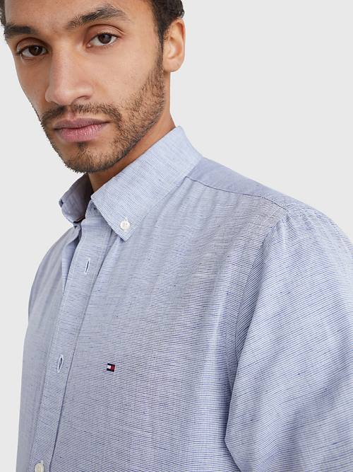 Tommy Hilfiger Kort Sleeve Tapered Regular Fit Overhemd Heren Blauw | TH394AZH