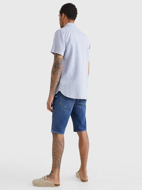 Tommy Hilfiger Kort Sleeve Tapered Regular Fit Overhemd Heren Blauw | TH394AZH