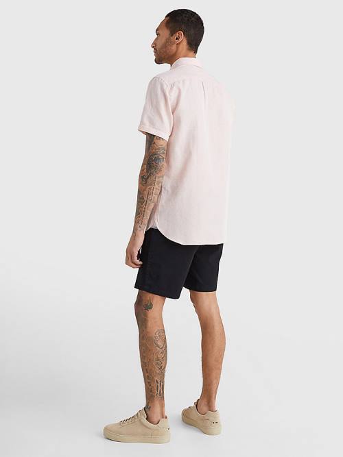 Tommy Hilfiger Kort Sleeve Tapered Regular Fit Overhemd Heren Roze | TH651YWG