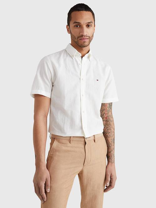 Tommy Hilfiger Kort Sleeve Tapered Regular Fit Overhemd Heren Wit | TH812QBX