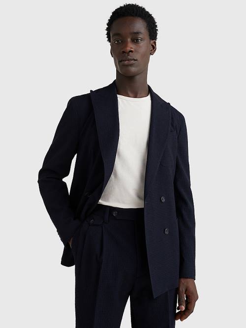 Tommy Hilfiger Lardini Double Breasted Seersucker Blazer Heren Blauw | TH351IYV