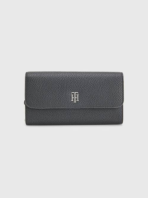 Tommy Hilfiger Large Flap Portefeuille Dames Zwart | TH196KRH