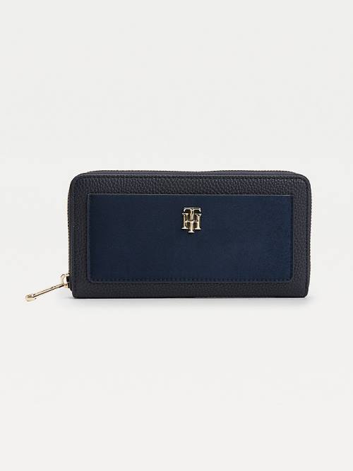 Tommy Hilfiger Large Monogram Zip-Around Portefeuille Dames Blauw | TH439TVL