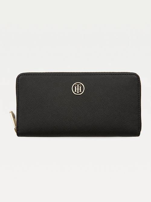 Tommy Hilfiger Large Monogram Zip Portefeuille Dames Zwart | TH143KFP