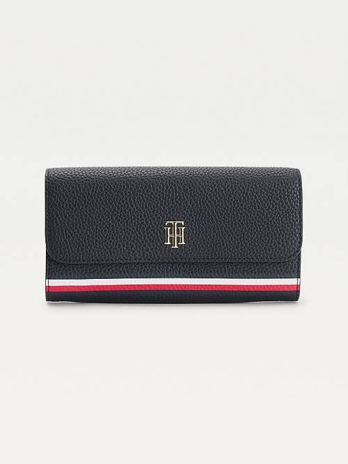 Tommy Hilfiger Large Signature Portefeuille Dames Blauw | TH486LWO