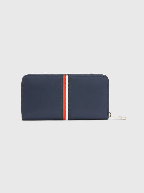 Tommy Hilfiger Large Zip-Around Signature Portefeuille Dames Blauw | TH018USL