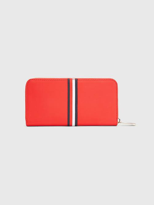 Tommy Hilfiger Large Zip-Around Signature Portefeuille Dames Rood | TH928IQY