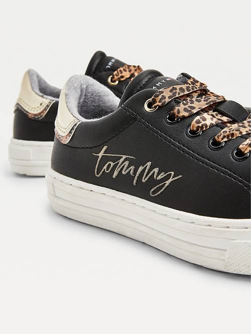 Tommy Hilfiger Leopard Low-Top Sneakers Meisjes Zwart | TH573SRT