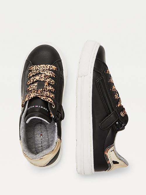 Tommy Hilfiger Leopard Low-Top Sneakers Meisjes Zwart | TH573SRT