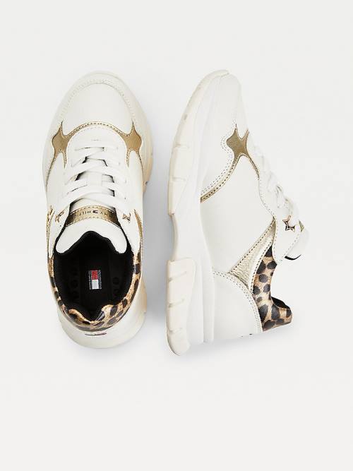 Tommy Hilfiger Leopard Panel Low-Top Sneakers Meisjes Wit | TH152AJD