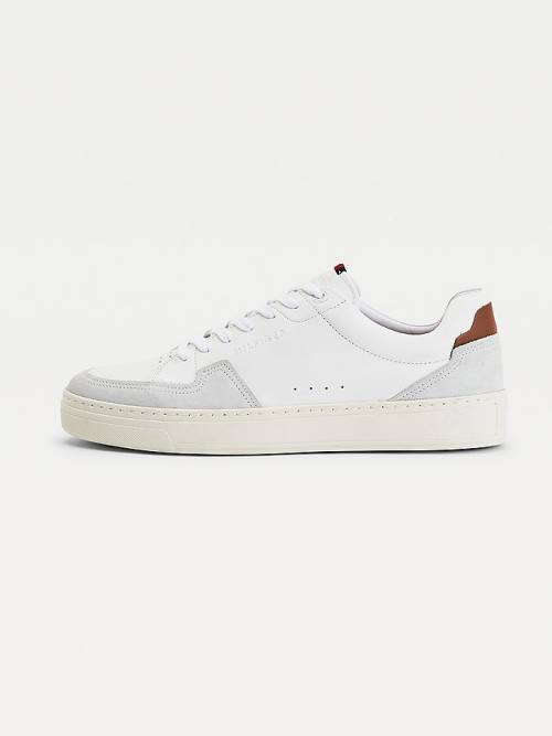 Tommy Hilfiger Leren And Suede Cupsole Sneakers Heren Wit | TH428INC