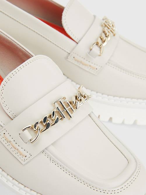 Tommy Hilfiger Leren Chain Chunky Loafers Dames Beige | TH614ZKR