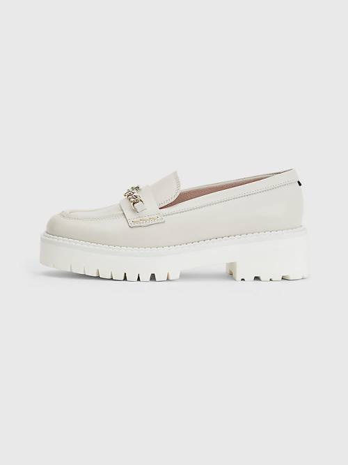 Tommy Hilfiger Leren Chain Chunky Loafers Dames Beige | TH614ZKR