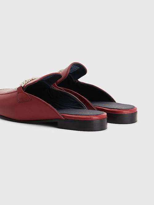 Tommy Hilfiger Leren Chain Mule Loafers Dames Rood | TH028CJP