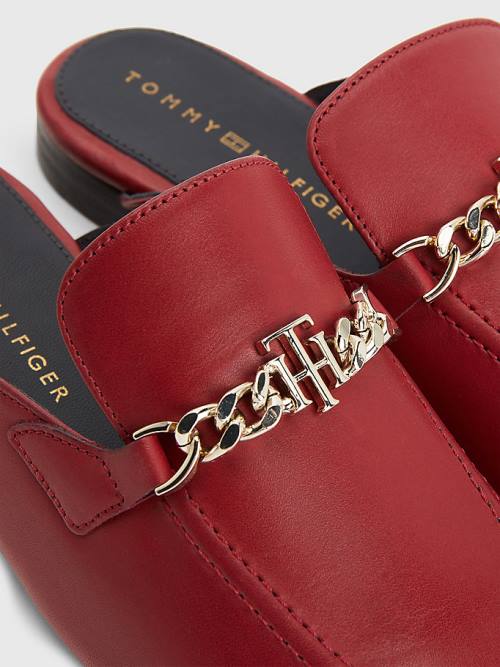 Tommy Hilfiger Leren Chain Mule Loafers Dames Rood | TH028CJP