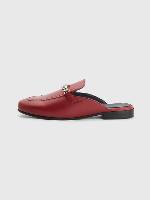 Tommy Hilfiger Leren Chain Mule Loafers Dames Rood | TH028CJP