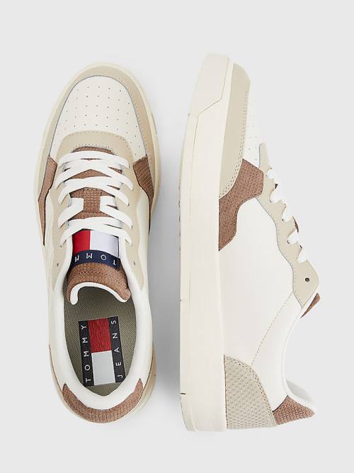 Tommy Hilfiger Leren Cupsole Sneakers Heren Beige | TH309YGV