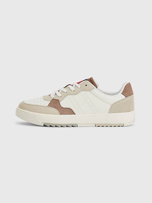 Tommy Hilfiger Leren Cupsole Sneakers Heren Beige | TH309YGV