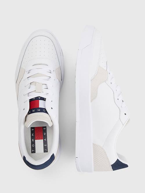 Tommy Hilfiger Leren Cupsole Sneakers Heren Wit | TH718NQU