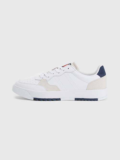 Tommy Hilfiger Leren Cupsole Sneakers Heren Wit | TH718NQU