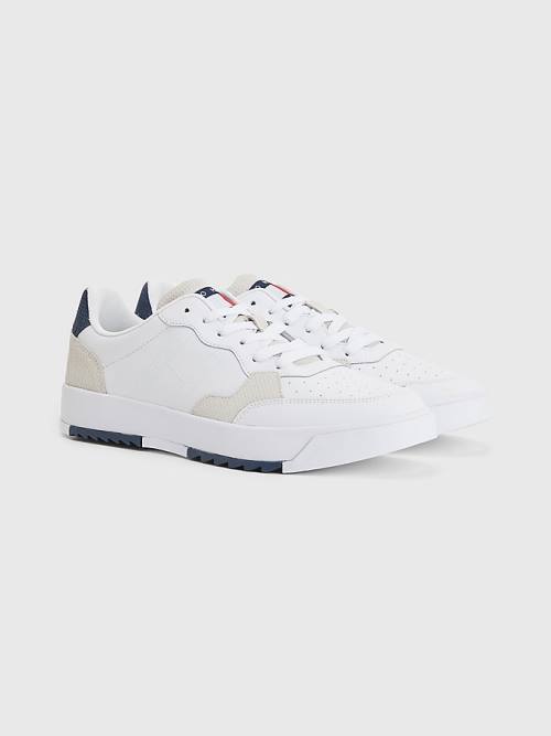 Tommy Hilfiger Leren Cupsole Sneakers Heren Wit | TH718NQU