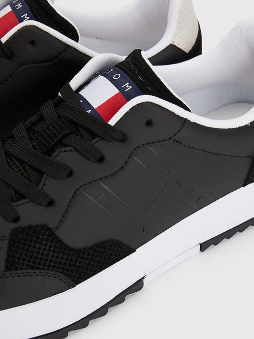 Tommy Hilfiger Leren Cupsole Sneakers Heren Zwart | TH829BOK