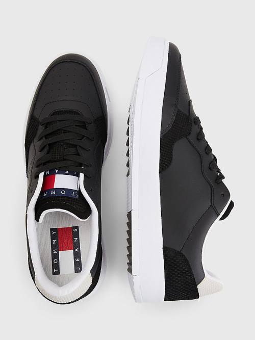 Tommy Hilfiger Leren Cupsole Sneakers Heren Zwart | TH829BOK