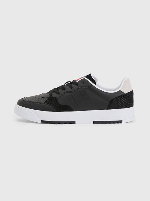 Tommy Hilfiger Leren Cupsole Sneakers Heren Zwart | TH829BOK