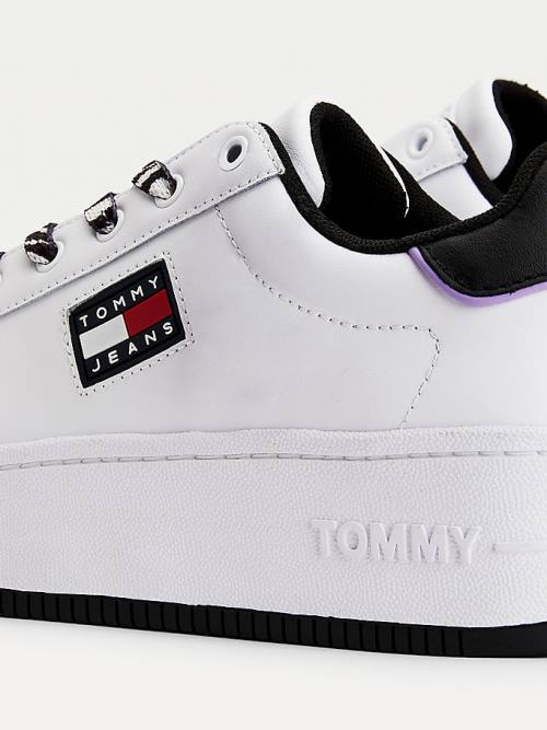 Tommy Hilfiger Leren Flatform Cupsole Sneakers Dames Wit | TH674JEV