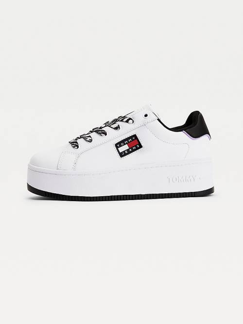 Tommy Hilfiger Leren Flatform Cupsole Sneakers Dames Wit | TH674JEV