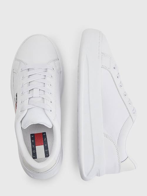 Tommy Hilfiger Leren Flatform Sneakers Dames Wit | TH045SAX