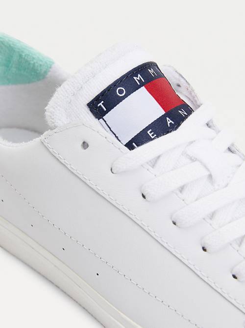 Tommy Hilfiger Leren Low-Top Sneakers Dames Groen | TH397OKX