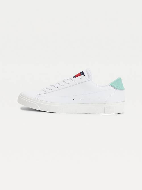 Tommy Hilfiger Leren Low-Top Sneakers Dames Groen | TH397OKX