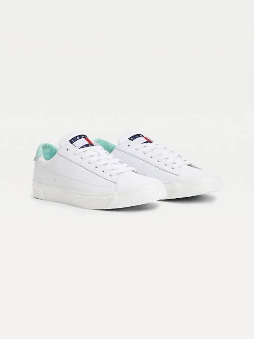 Tommy Hilfiger Leren Low-Top Sneakers Dames Groen | TH397OKX