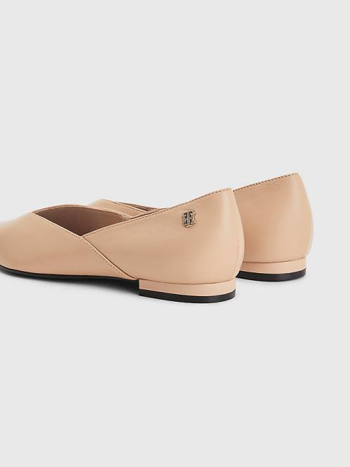 Tommy Hilfiger Leren Pointed Ballerina Schoenen Dames Beige | TH729TWV