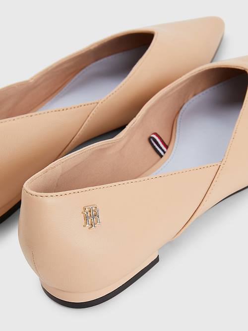 Tommy Hilfiger Leren Pointed Ballerina Schoenen Dames Beige | TH729TWV