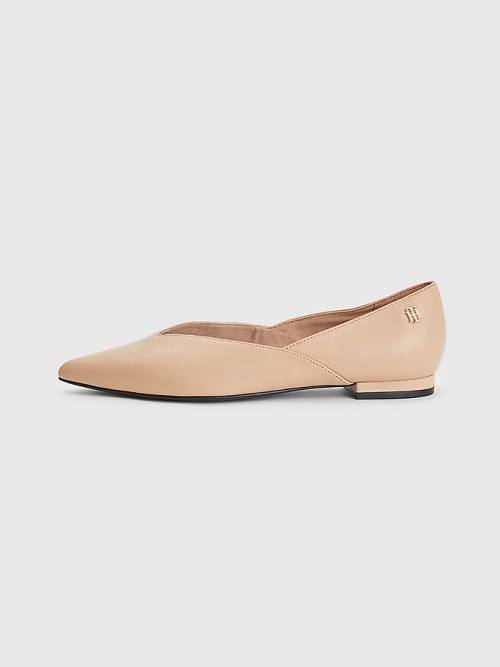 Tommy Hilfiger Leren Pointed Ballerina Schoenen Dames Beige | TH729TWV